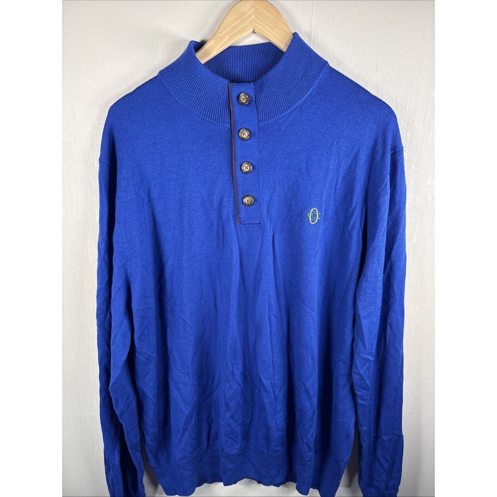 Polo Golf Ralph Lauren Sweater Mens XL Blue Washable Merino Wool Mock Neck